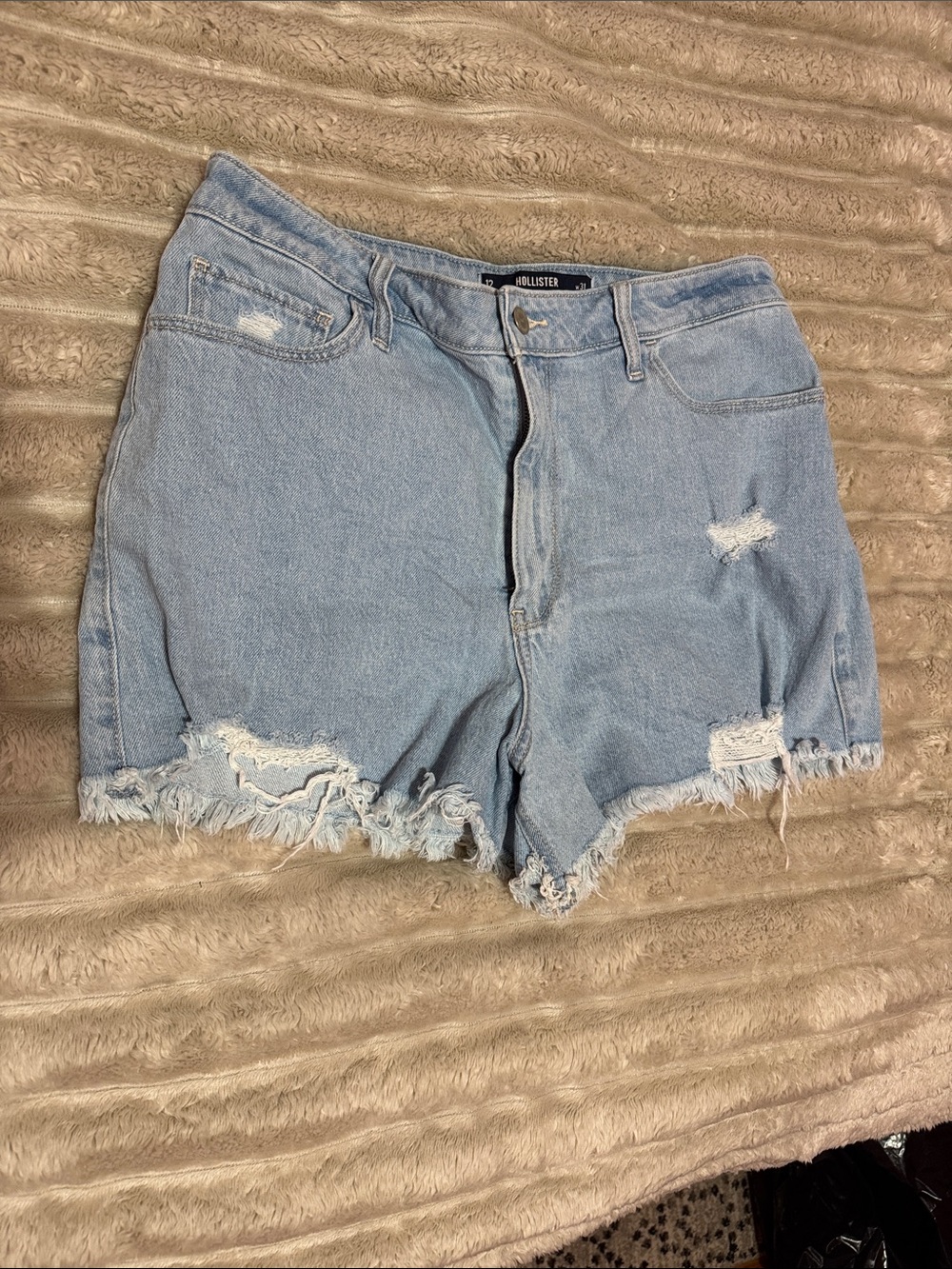 Hollister Light Wash Distressed Denim Shorts
